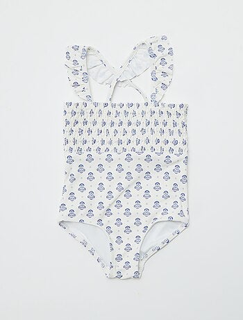 Maillot de bain à imprimé avec volants - 1 pièce
