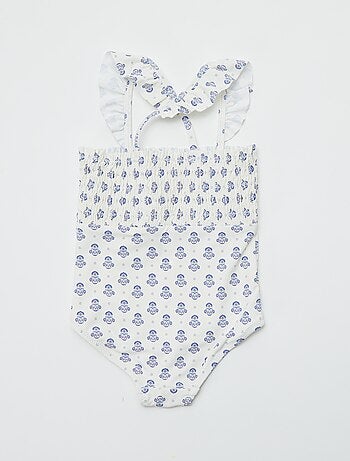 Maillot de bain à imprimé avec volants - 1 pièce