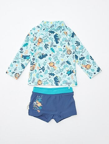 Maillot de bain à manches longues + boxer 'Petit Béguin' - 2 pièces
