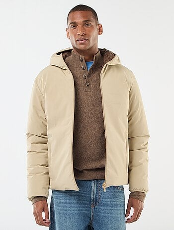 Manteau avec col montant à capuche avec doublure satinée