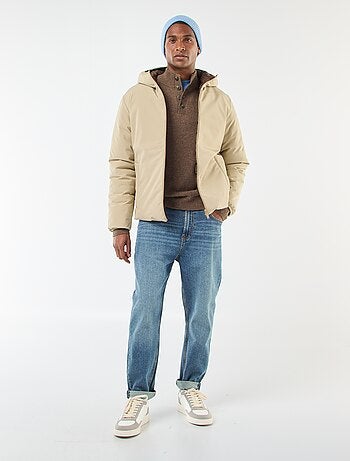 Manteau avec col montant à capuche avec doublure satinée