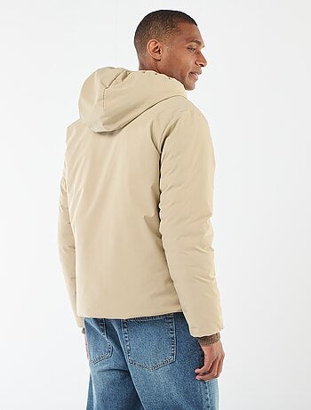 Manteau avec col montant à capuche avec doublure satinée