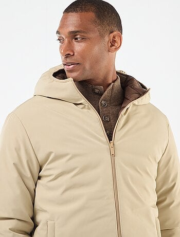 Manteau avec col montant à capuche avec doublure satinée
