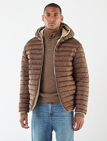 Manteau avec col montant à capuche avec doublure satinée