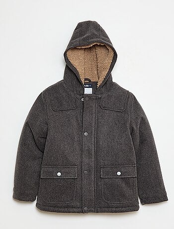 Manteau façon lainage à capuche avec doublure chaude