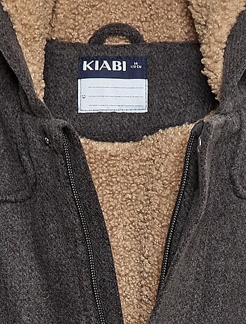 Manteau façon lainage à capuche avec doublure chaude