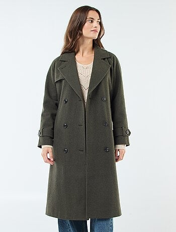 Manteau long chaud à ceinture