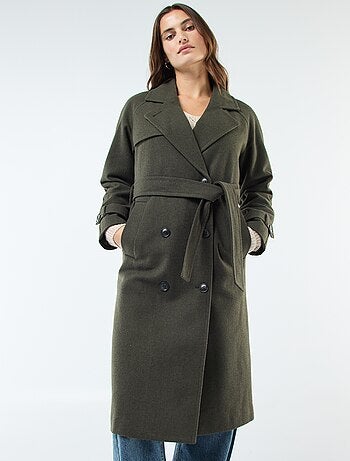 Manteau long chaud à ceinture