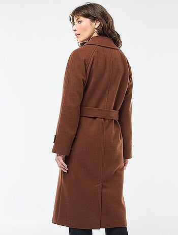 Manteau long chaud à ceinture