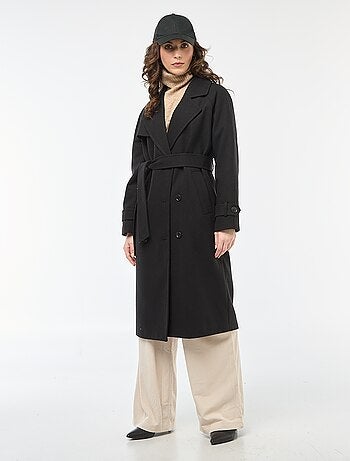 Manteau long chaud à ceinture