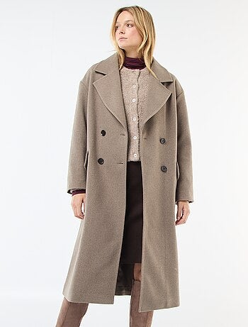 Manteau long en faux lainage