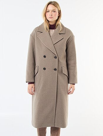 Manteau long en faux lainage
