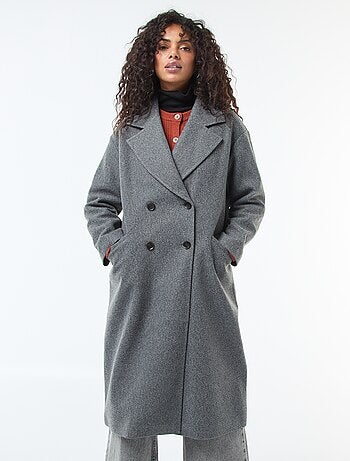 Manteau long en faux lainage
