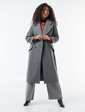 Manteau long en faux lainage