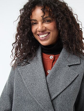 Manteau long en faux lainage
