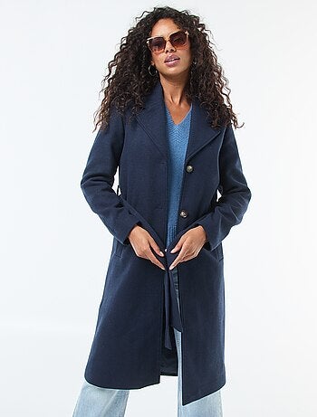Manteau long façon lainage avec ceinture