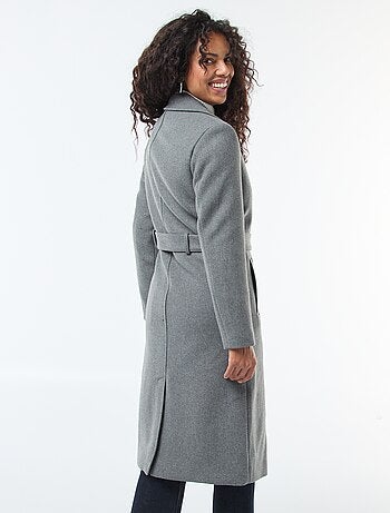 Manteau long façon lainage avec ceinture