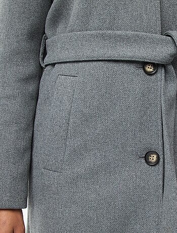 Manteau long façon lainage avec ceinture