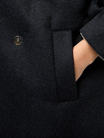 Manteau long façon lainage col rond avec écharpe cousue