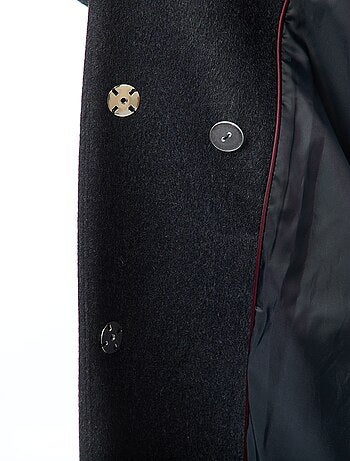 Manteau long façon lainage col rond avec écharpe cousue