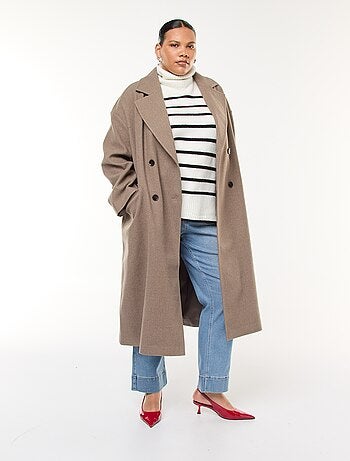 Manteau long faux lainage avec 2 poches à rabat