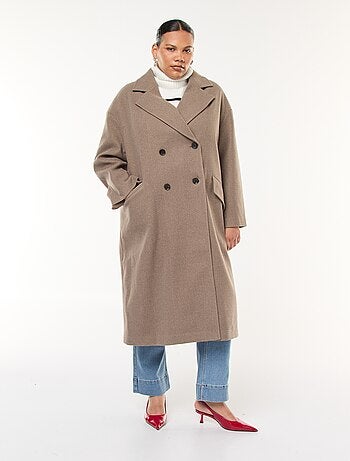 Manteau long faux lainage avec 2 poches à rabat
