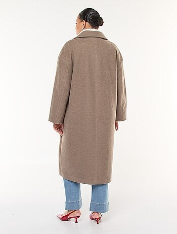 Manteau long faux lainage avec 2 poches à rabat
