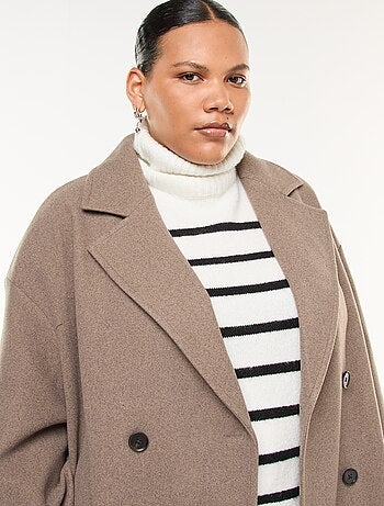 Manteau long faux lainage avec 2 poches à rabat