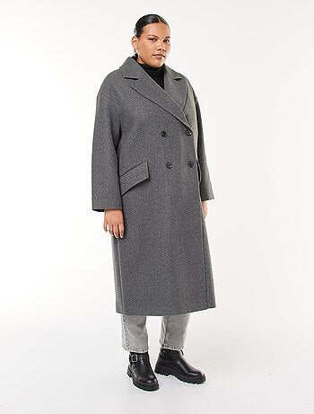 Manteau long faux lainage avec 2 poches à rabat