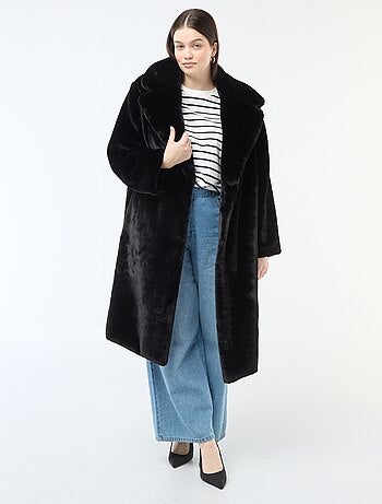 Manteau long imitation fourrure