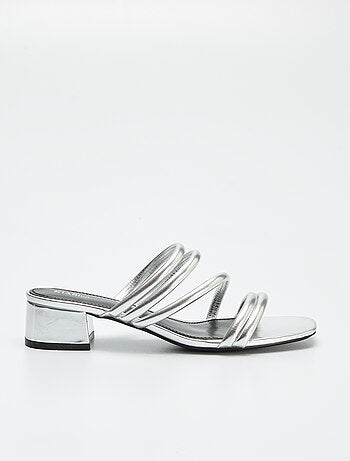 Mules à talons en simili