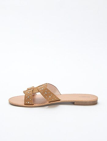 Mules avec bride en macramé brillant