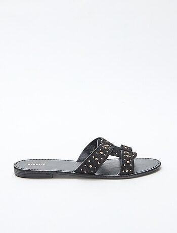 Mules avec bride en macramé brillant