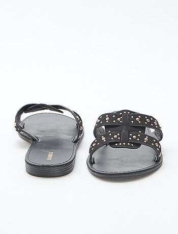 Mules avec bride en macramé brillant
