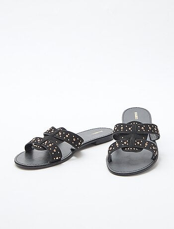 Mules avec bride en macramé brillant