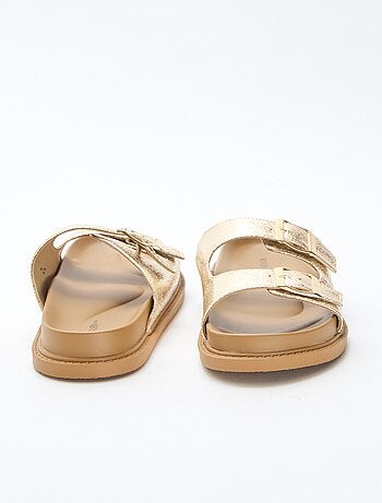 Mules dorées à double bride