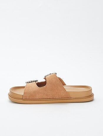 Mules double bride à strass