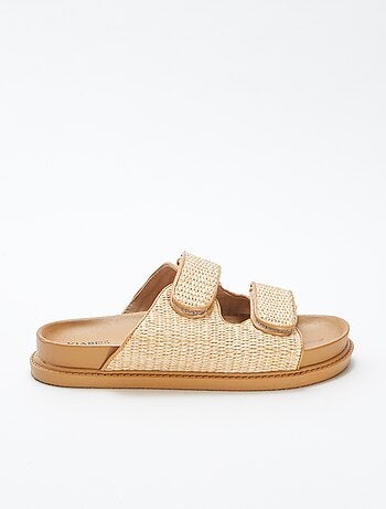 Mules double brides en paille