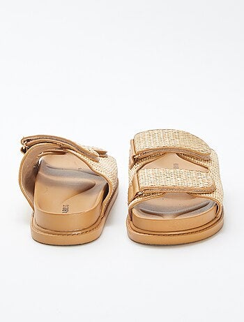 Mules double brides en paille