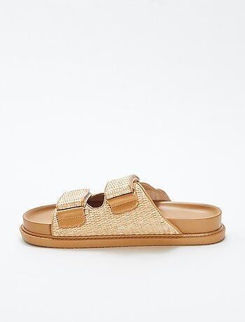Mules double brides en paille