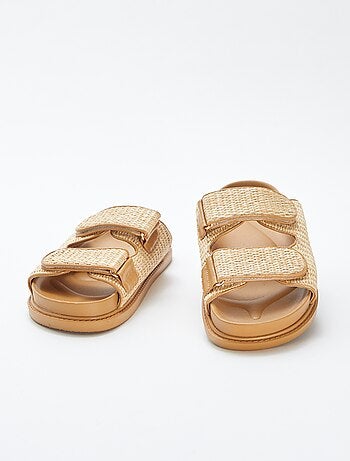 Mules double brides en paille