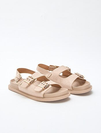 Mules en suédine avec brides ajustables à l'arrière