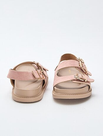 Mules en suédine avec brides ajustables à l'arrière