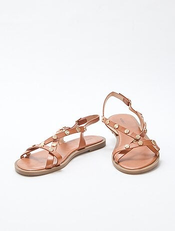 Mules multi-brides à clous brillant