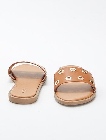 Mules plates avec brides à œillets