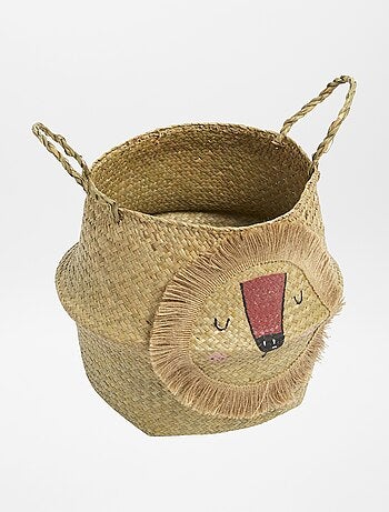 Panier en jute tête de lion