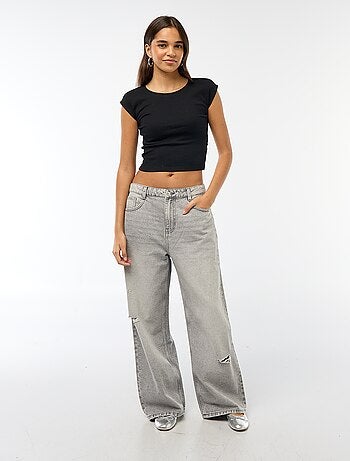 Pantalon baggy taille basse à 5 poches