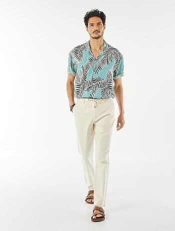 Pantalon chino droit en lin mélangé