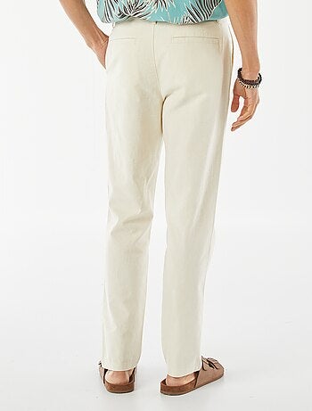 Pantalon chino droit en lin mélangé