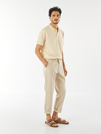 Pantalon chino droit en lin mélangé